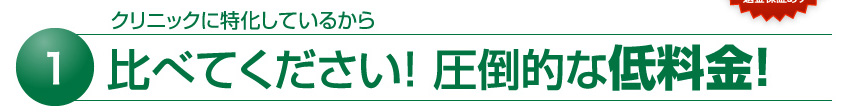 1 クリニック・医院に特化しているから　比べてください！ 圧倒的な低料金！